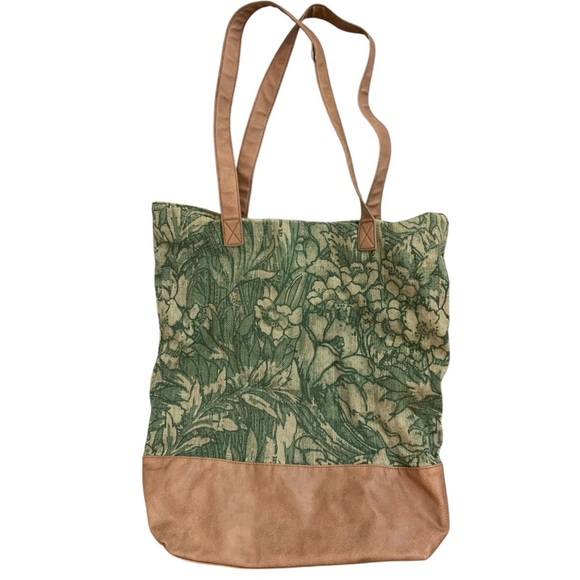 Merona Tropical Canvas Faux Leather Tote - Picture 1 of 9